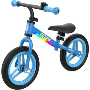 Gotrax KS12 Balance Bike for 2-5 Years Old, 12" Toddlers Bike with LED Light&Bell, Adjustable Soft Seat&Handlebar, Flat-Free Tires&Easy Assembly, Lightweight&No Pedal, Kids Toy Gift for Boys Girls (Blue)