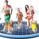 97inch Dog Splash Pad Non-SlipExtra Large, Pet Dogs Cool Sprinkler Pool Heavy Duty XXL Splash Pads for Kiddie Baby Wading Pool Summer Outdoor Play Water Fun Toy Gift Easy to Use/Clean (Blue)