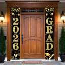 Black and Gold Class of 2026 Door Banner, Congrats Grad Door Banner, Graduation Party Decorations for Class of 2026 Gatherings, Graduation Ceremony Photo Backdrop