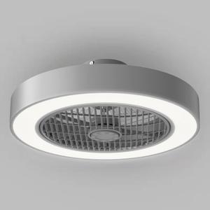 Enclosed Ceiling Fans with Lights Remote Control, Low Profile Ceiling Fan Light's Memory Mode, 3 Colors Dimmable LED 6 Speeds, 20 inches, Timing Reversible Blades - Gray