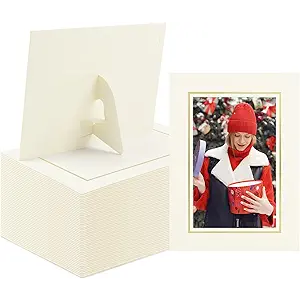 Golden State Art, Pack Of 50, 5x7 Paper Picture Frames With Easel, Photo Frame Cards White