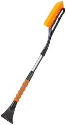 30"-37" Car Snow Brush and Ice Scraper Extendable Snow Brushes and Ice Scrapers for Car Windshield with Ergonomic Foam Grip Winter Small Detachable Snow Removal Tool for Cars Trucks SUVs (Orange), Pack Of 2