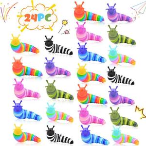 Cevioce Easter Basket Stuffers for Kids 24 PCS Fidget Toys Slug for Adults Anxiety Sensory Toys for Party Favors Toddler Age 3-4 ADHD Autism Toys for Anxiety Stress Easter Gifts for Boys Girls