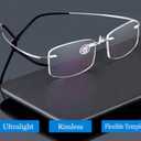 Viseng Set of 2 Rimless reading glasses titanium metal ultra light Readers of Men Women