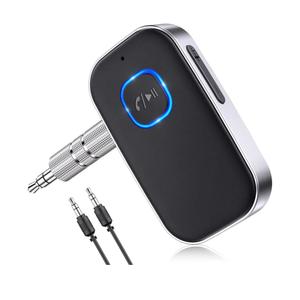 COMSOON Bluetooth Receiver for Car, Noise Cancelling 3.5mm AUX Bluetooth Car Adapter, Wireless Audio Receiver for Home Stereo/Wired Headphones, Hands-Free Call, 16H Battery Life - Black+Silver