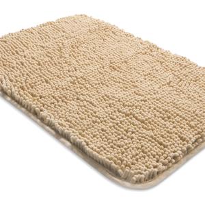 Yeaban Ivory Cream Bathroom Rugs  Thick Chenille Bath Mats | Absorbent and Washable Bath Rug Non-Slip, Plush Rugs for Bathroom, Shower, Sink - 17" x 24"