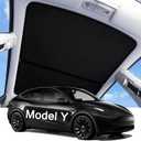 2025 Upgraded Tesla Model Y Sunshade Roof, UPF200+ Roof Sunshade with Storage Bag, No-Sag & No-Gaps Heat Insulation Foldable Glass Roof Sun Shade, Tesla Model Y Accessories MY20-24 Black
