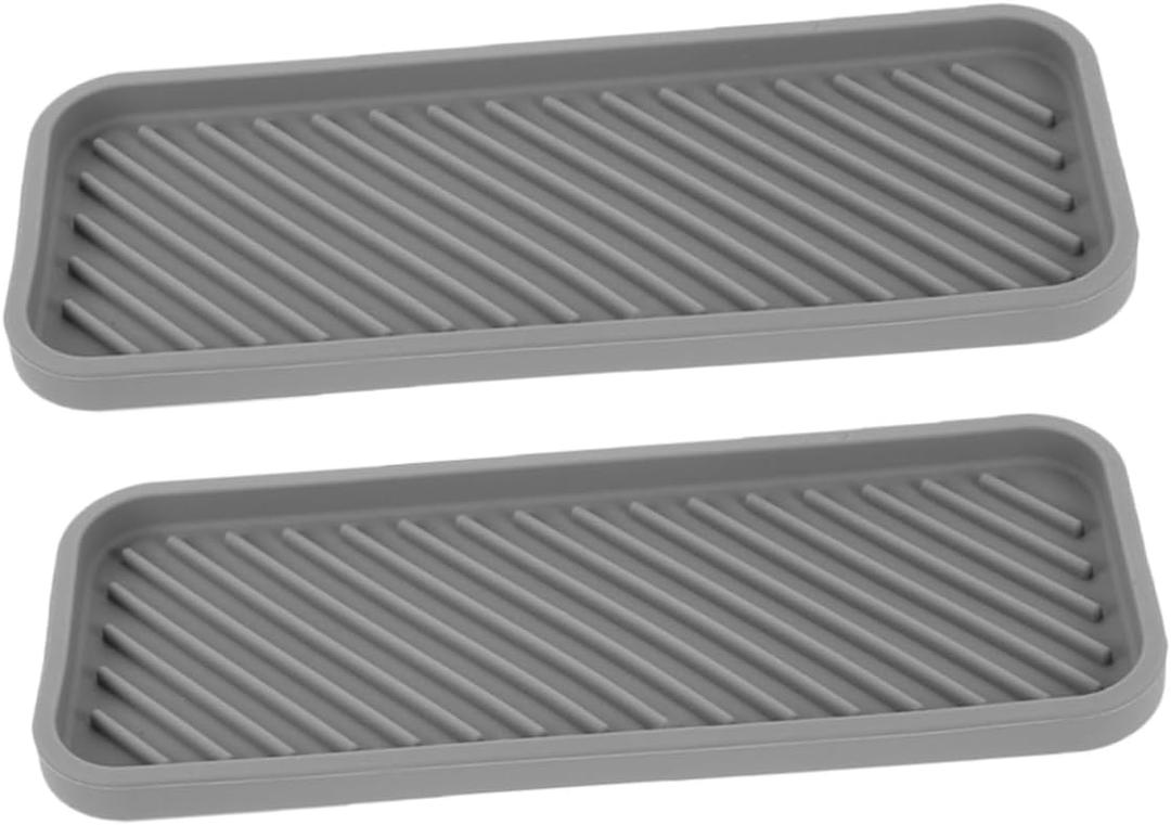 2pcs Silicone Tray for Bathroom Organizer Small Vanity Tray Perfume Organizer Space Saving Design Easy Clean for Toiletries Toothbrush Toothpaste