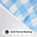 Smiry Round Picnic Tablecloth, Elastic Waterproof Fitted Vinyl Tablecloths for 57"-68" Tables, Flannel Backed Buffalo Plaid Table Cover for Dining, Camping, Outdoor, White and Baby Blue