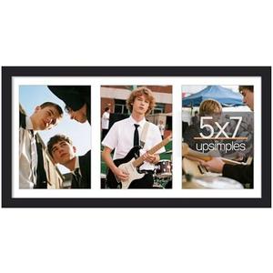 upsimples 8x16 Collage Picture Frame, Display Pictures 3 5x7 with Mat or 8x16 Without Mat, Wall Hanging 3 5x7 Picture Frame Collage Wall Decor, Black, 2 Pack