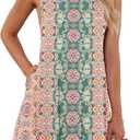 AUSELILY Women's Summer Dress Sleeveless Floral Mini Dresses with Pockets Bohemian Dress 2025 New (Black, L)