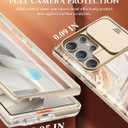GVIEWIN for Samsung Galaxy S24 Ultra Case, [Slide Camera Cover & Built-in Screen Protector] [2 Front Frame] Military Grade Shockproof Marble Phone Case for S24 Ultra 6.8" (Topaz/Gold)