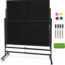 60x48 Inch Large Rolling Chalkboard | Height Adjustable Double-Sided Magnetic Blackboard on Wheels | for Classroom, Home & Office Use
