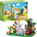 Easter Bunny Garden Building Set, 294 PCS Easter Basket Stuffers for Kids, Creative Flower House with Colorful Eggs & Carrot, STEM Spring Holiday Toys Classroom Prizes Gift for Boys Girls 6-12