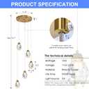 Dimmable Brass Gold Crystal Pendant Light - Modern 5-Light Diamond Chandelier for Kitchen Island, Dining Room, Hallway, and Bathroom