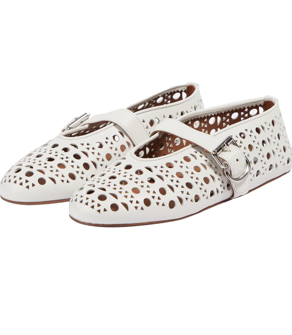 Beauty Cry Women's Mesh Ballet Flats Mary Jane Buckle Strap Perforated Ballerina Flat Shoes, 7