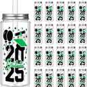 Vesici 24 Pcs Graduation Plastic Cups with Lid and Straws 13.5 oz 2025 Graduate Tumblers Graduation Gifts Drinking Cups with Decorative Bows for Class of 2025 Party Favors Decorations(Green)