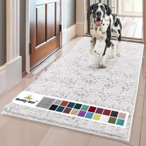 Muddy Mat | Super Absorbent Door Mat Indoor, Microfiber Quick Dry Chenille Entryway Rug, Non-Slip Front Door Mat, Indoor Mats for Entryway, Machine Washable Pet Rug, White 36"x60"