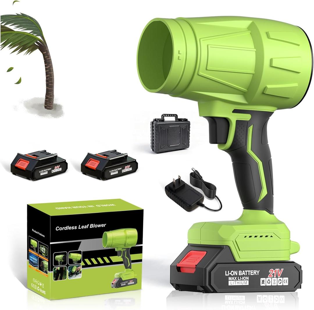 990,000 RPM 21V Cordless Leaf Blower with 26.0Ah Batteries - Handheld Electric Blower for Patio Cleaning, Car Drying, Leaves and Dust
