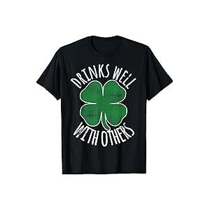 Drinks Well with Others St. Patrick's Day Drunk Beer Funny TShirt Small