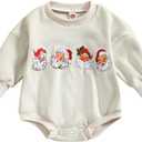MERSARIPHY Baby Christmas Clothes Baby Boy Girl Sweatshirt Romper Santa Baby Romper Tops Fall Winter Outfits (3-6 Months, White Four Santa)