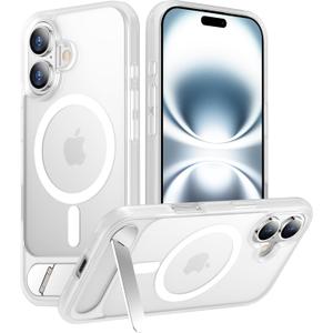 Temdan Magnetic Compatible with iPhone 16 Plus Case, [Built-in Invisible Kickstand][Compatible with MagSafe][Military Grade Shockproof] Slim Translucent Matte Phone Case for iPhone 16 Plus 6.7"