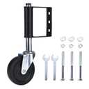 Bolt Dropper Heavy-Duty Rubber Gate Roller Set (1-Pack) - Spring Loaded - Universal Mounting Plate - Robust Hardware - Capacity 330lbs - 3 Inches - Swivel Castor - Adjustable Height