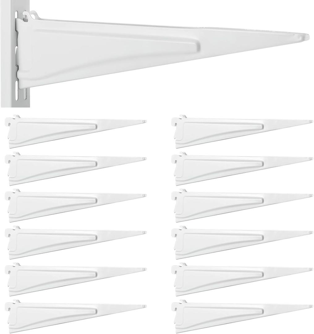Menkxi 12 Pcs Locking Shelf Bracket Track Locking Wire Shelf Brackets for Adjustable Closet Systems Closet Organization Heavy Duty (12 Inch)