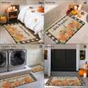 MEHOFOND Hello Pumpkin Kitchen Mats Set of 2, Fall Thanksgiving Decor Mat, Buffalo Plaid Farmhouse Autumn Harvest Pumpkin Thankful Holiday Absorbent Non Slip Anti Fatigue Rugs 17 x 29 and 17 x 47 in