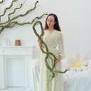 118inch Large Bendable Artificial Wall Hanging Grape Vines Craft Cherry Blossom Greenery Plants Thick Tree Trunk Creeper Wire Branches Twigs Garland For Reptile Climbing Halloween Garden Decoration
