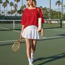 ETCYY NEW Summer Shirts for Women Button V Neck Blouses 2026 Short Sleeves Dressy Casual Tunic Tops (Red, XL)