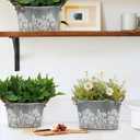 3 Pack Oval Galvanized Planter Tubs, Garden Metal Rustic Flower Pots for Outdoors, Rustproof Tin Bucket Vintage Plant Pot, Large Shallow Flower Bucket with Handles