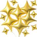 TONIFUL 30Pcs 26In&10In Star Balloons Large Gold Four Pointed Star Shape Foil Balloons Mini Star Mylar Balloons for Birthday Wedding Baby Shower Anniversary Engagement Party Decorations Supplies