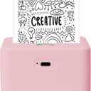 Mini Portable Thermal Printer, Bluetooth Inkless Pocket Printer with 3 Adhesive Rolls and 2 Non-Adhesive Rolls, 200 Dpi Monochrome Label, Receipt and Image Printer, Pink
