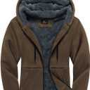 Little Beauty Fleece Hoodies for Men Winter Thick Jackets Sherpa Lined Zip Up Sweatshirt With Kanga Pocket (3X-Large, Dark Khaki)