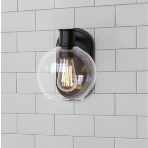 Dan Modern Farmhouse 1-Light Wall Sconces Light with Clear Glass Globe Shade in Dark Bronze Finish for Hallway, Entryway, Bathroom, Garage, Kitchen, Living Room