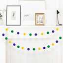 Mardi Gras Felt Ball Garlands Purple Green Gold Pom Pom Garland for Mardi Gras Theme Celebration Holiday Party Indoor Outdoor Decor (Two)