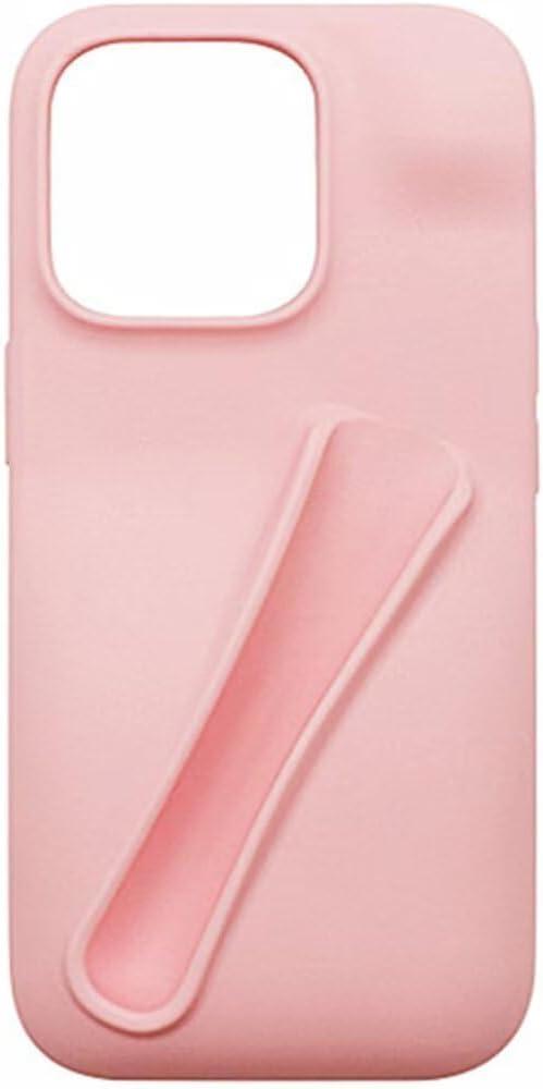 Lipgloss Holder Case for iPhone 16, Lip Gloss Case Lipstick Lip Glaze Stylish Silicone Funny Women Girls Cover for iPhone 16 6.1 inch 2024 (Pink)