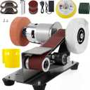 Mini Belt Sander, Electric Power Bench Belt Grinder, Adjustable Speed Electric Grinding Sanding Machine,Low Noise Cutter Sharpener Sander, Polishing Grinding Machine for Metal Jewelry