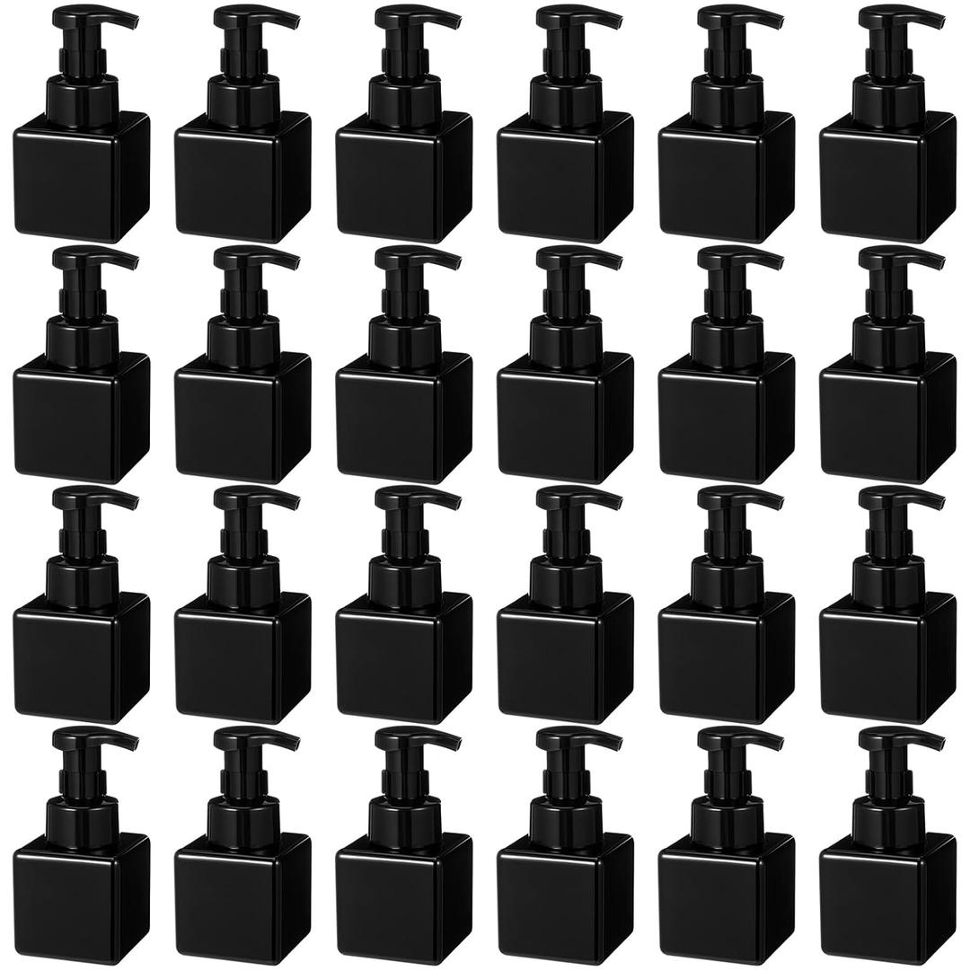Domensi 24 Pcs Foam Pump Bottle Foaming Soap Dispenser Empty Travel Foaming Dispenser 8.5 oz Refillable Hand Soap Plastic Pump Bottle Travel Clear Container for Bathroom Vanities (Whole Black)