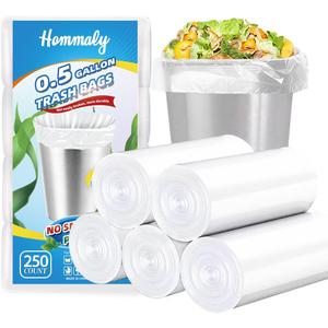 0.5 Gallon 250 pcs Mini Clear Trash Bags, Tiny Strong Garbage Bags,Small Plastic Bags for Desktop Trash Bin, Tiny Bathroom Trash Can Bin Liners,Mini Bags for Waste Basket Liner,Fit 2 Liters-Clear