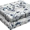 LVTXIII Outdoor Chair Cushions 18.5"x16"x2" Pack of 2, Water-Repellent Square Corner Memory Foam Seat Cushions with Ties for Garden Patio Furniture, Damask Lapis (Set of 2)