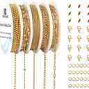 UMAOKANG 12 Meters 5 Rolls Stainless Steel Jewelry Making Chains Gold Plated Chain for Jewelry Making Jewelry Supplies Findings (Gold (Style B))