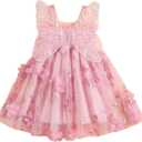 Toddler Baby Girl Butterfly Wings Dress Kids Girls Tulle Butterfly Wing Skirt Princess Sleeveless Birthday Tutu Party Dress (3-4T)
