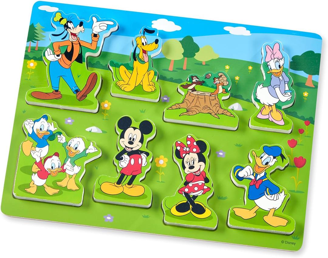 Melissa & Doug Disney Mickey Mouse Wooden Chunky Puzzle  8-Piece Disney Character Puzzle for Toddlers and Kids Ages 2+