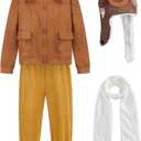 GZ-LAOPAITOU Aviator Costume Pilot Costume for Kids Flight Jacket Pants with Hat Scarf, 140