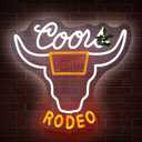 Western Decor Cowboy Neon Sign - 9 Brightness Adjustments Usb Powered, Cow Skull Light, Sign Beer, Bar Club Bull Led Wall Decor