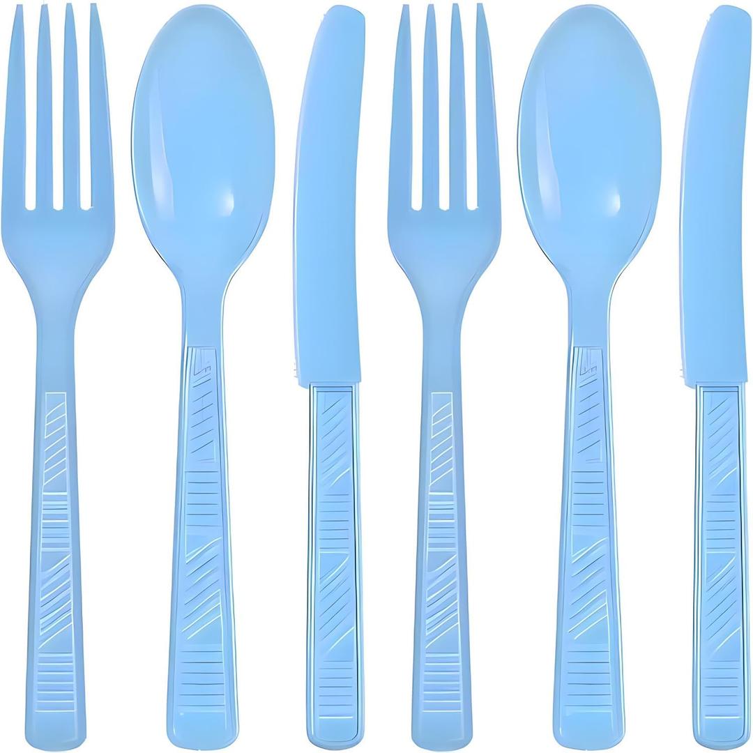 3 x Party Dimensions, Light Blue 48 Count Cutlery Combo, 16 Servings