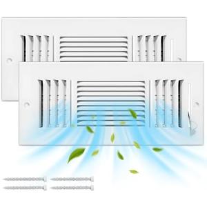12 Pcs 14x6 Inch Ceiling Vent Register for Home, White 3 Way Sidewall Solid Steel Wall Air Vent Registers AC Ceiling Vent Return Covers, Interior Size 14 x 6 Inch