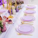 PULOTE 100PCS Purple Plastic Plates Disposable - Include 50 Dinner / 50 Dessert Plates Heavy Duty for Party, Wedding&Birthday